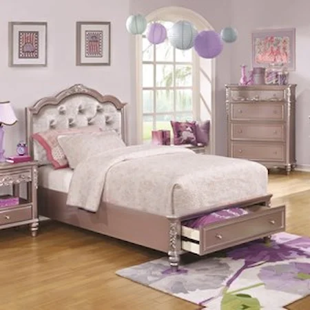 Full Size Storage Bed with Diamond Tufted Headboard